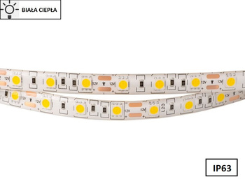 Taśma LED 5050 SMD300 72W-14,4W/1m 12V IP63 3000K 800lm/1m rolka 5m