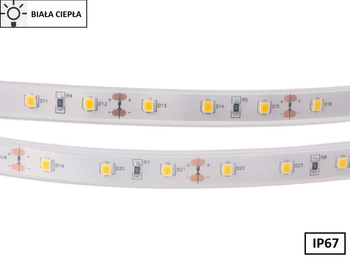 Taśma LED 2835 SMD300 55W-11W/1m 12V IP67 3000K 300lm/1m rolka 5m