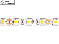 Taśma LED 5050 SMD300 72W-14,4W/1m 12V IP20 4000K 800lm/1m rolka 5m